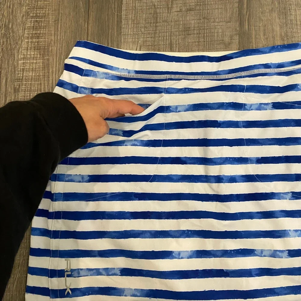 Ralph Lauren Sport Blue And White Striped Golf Skirt